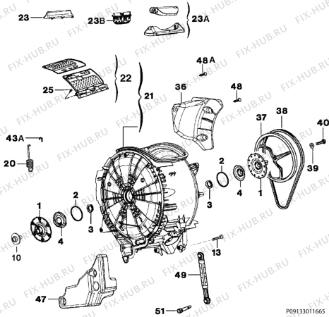 Взрыв-схема стиральной машины Zanussi ZWQ5105C - Схема узла Functional parts 267